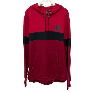 adidas Men’s Color Block Hoodie in Red + Black - XL